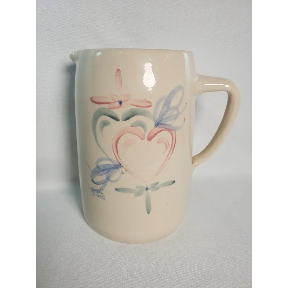 Vintage Hearts‎ Pitcher/Jug•Melinda Hart Signed•Marshall TX Ellis Prod. Pottery